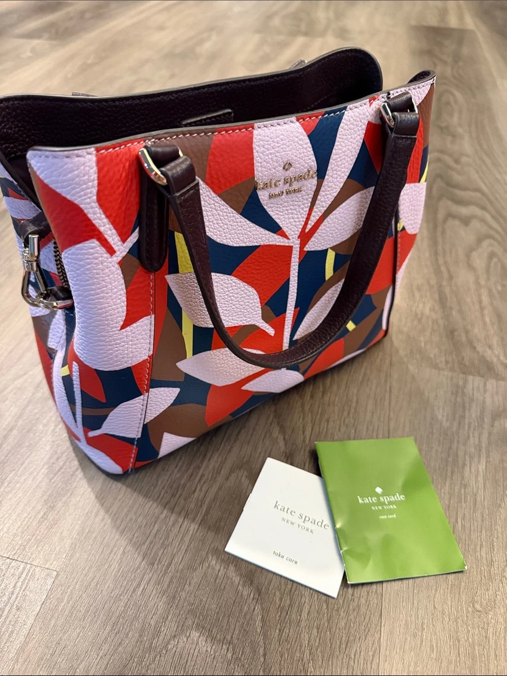 kate spade Multicolor Floral-Print Satchel in Red, White, Blue, Brown